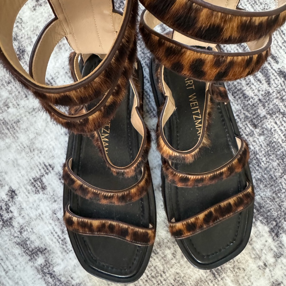 Stuart Weitzman Leopard Print Strappy Gladiator S… - image 2